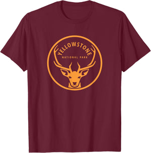 Yellowstone National Park Elk Souvenir T-Shirt - T-Shirt | Maroon