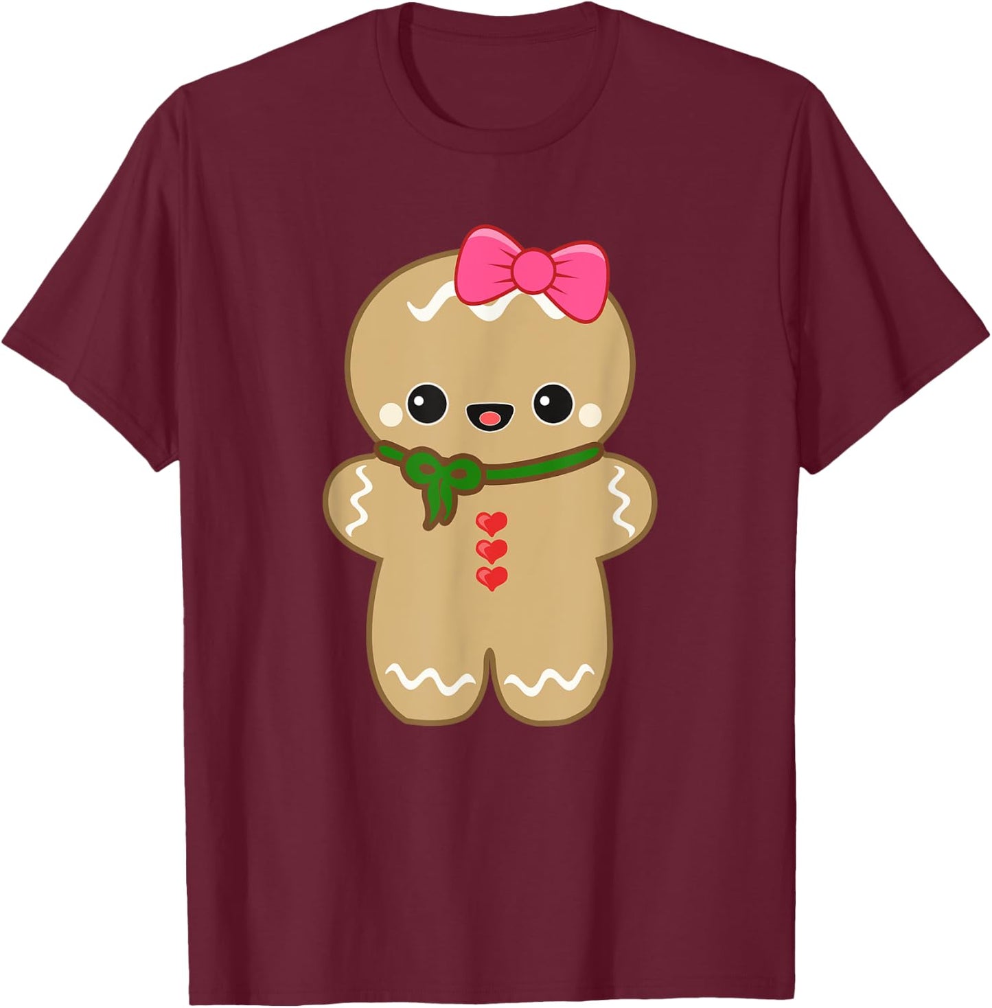 Funny Gingerbread Man Christmas Women & Girl T-Shirt - T-Shirt | Maroon