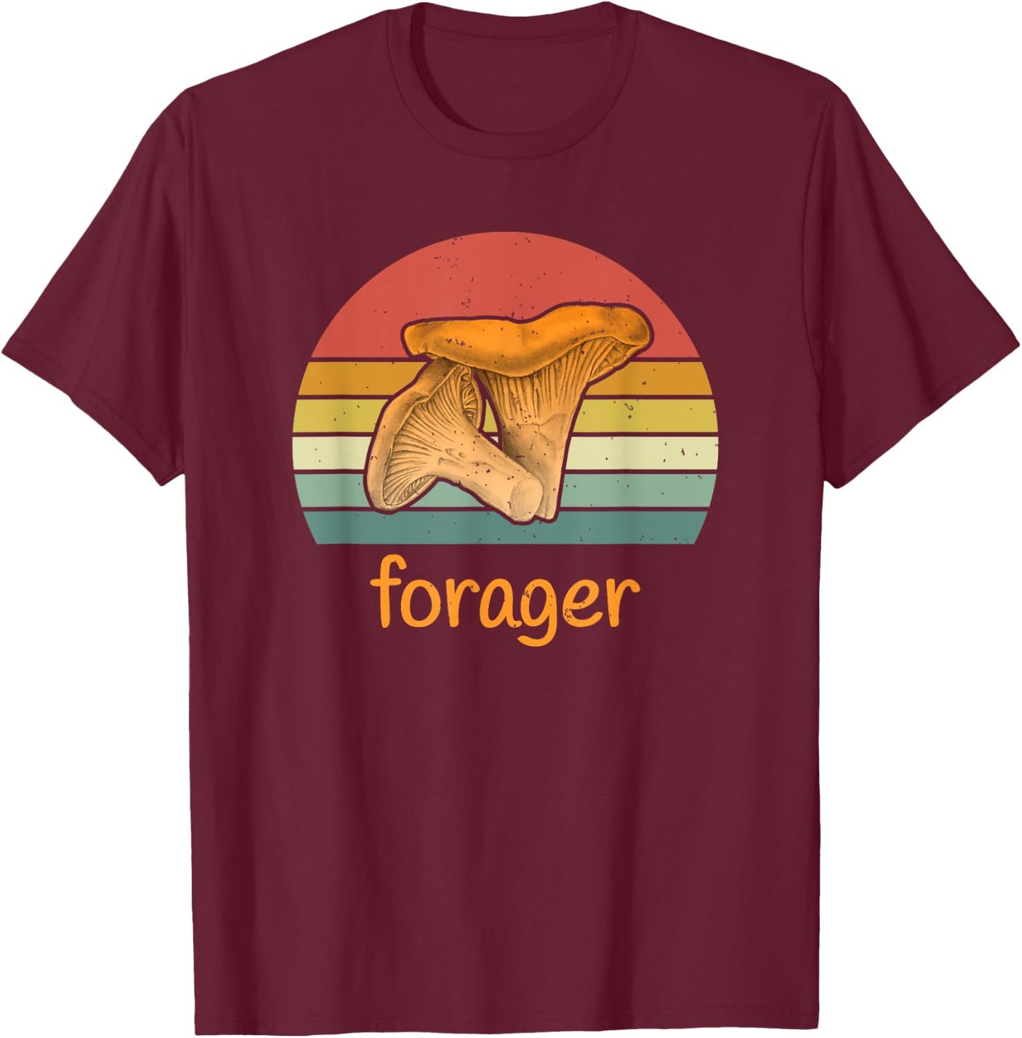 Chanterelle Forager - Vintage style Wild Mushroom T-Shirt - T-Shirt | Maroon