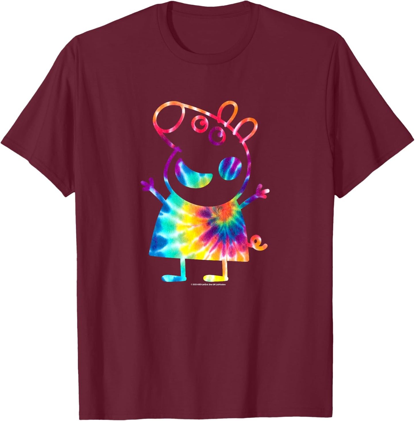 Peppa Pig Tie Dye Portrait T-Shirt - T-Shirt | Maroon