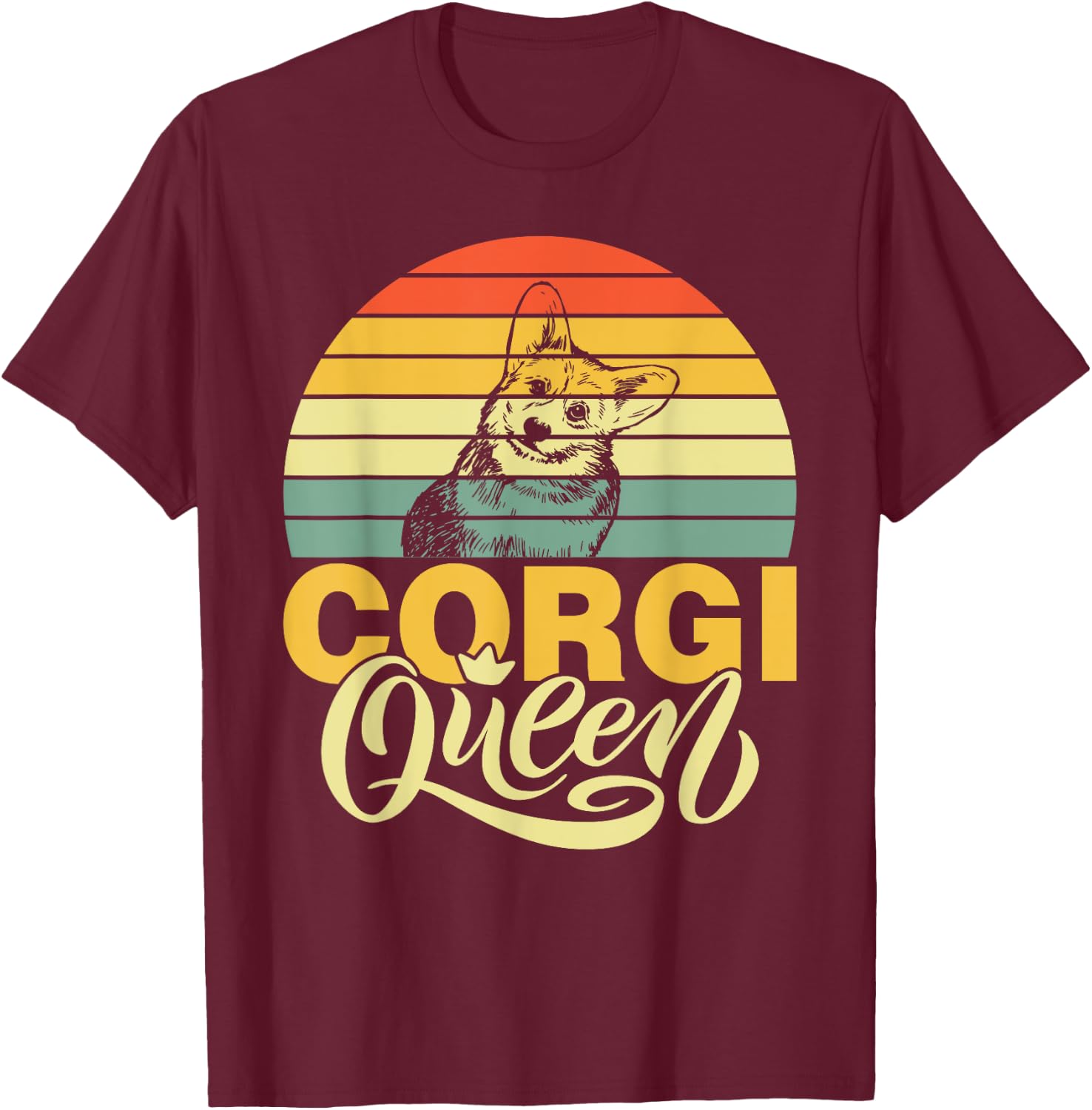 Corgi Queen T-Shirt - T-Shirt | Maroon