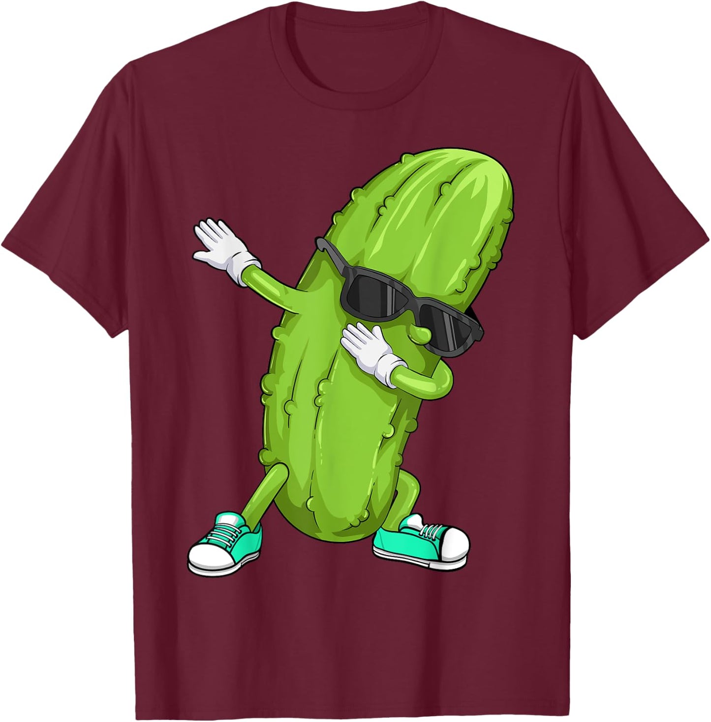Funny Dabbing Pickle Gift | Cute Dancing Cucumber Men Women T-Shirt - T-Shirt | Maroon