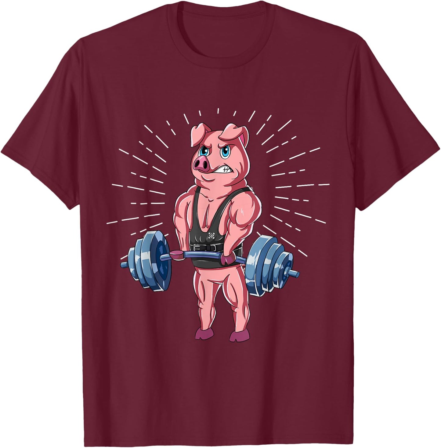 Pig Deadlift Fitness Gym Weightlifting T-Shirt - T-Shirt | Maroon