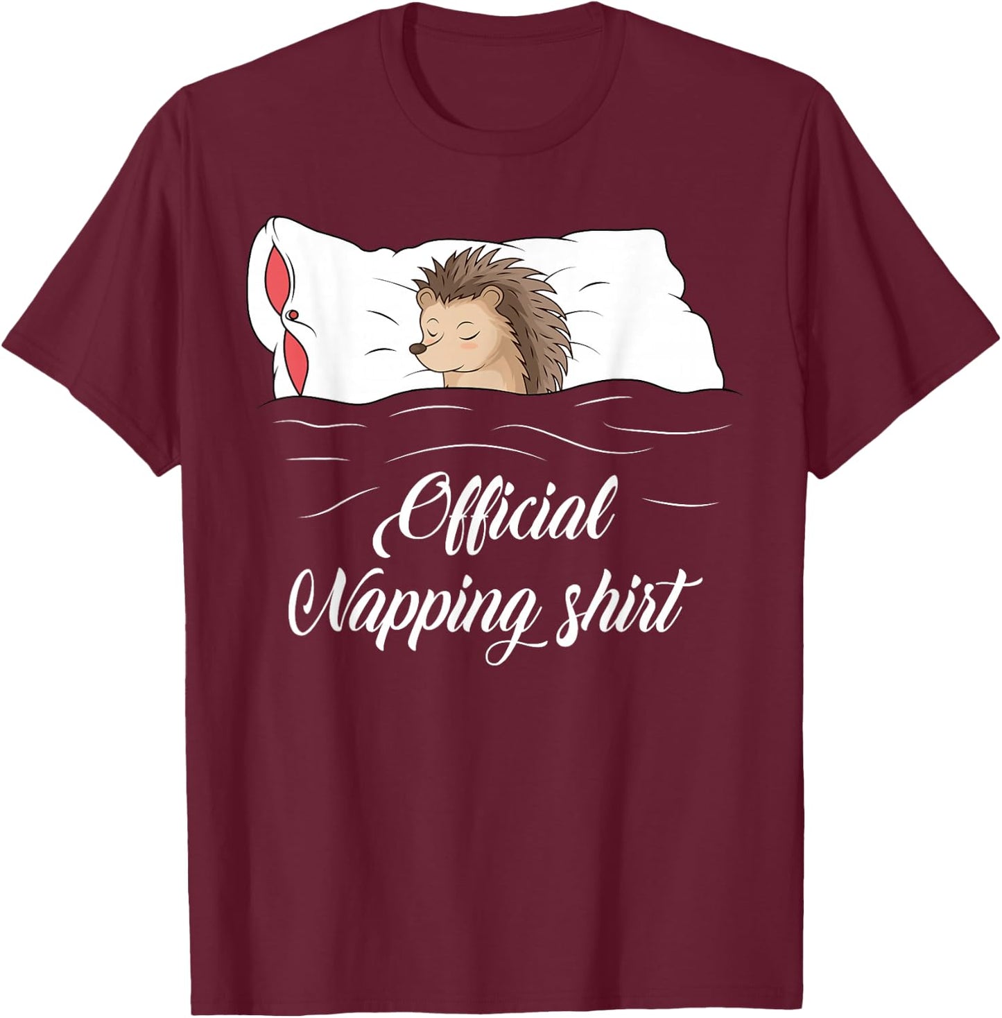 Sleeping Hedgehog Lover Pyjamas Official Napping T-Shirt - T-Shirt | Maroon