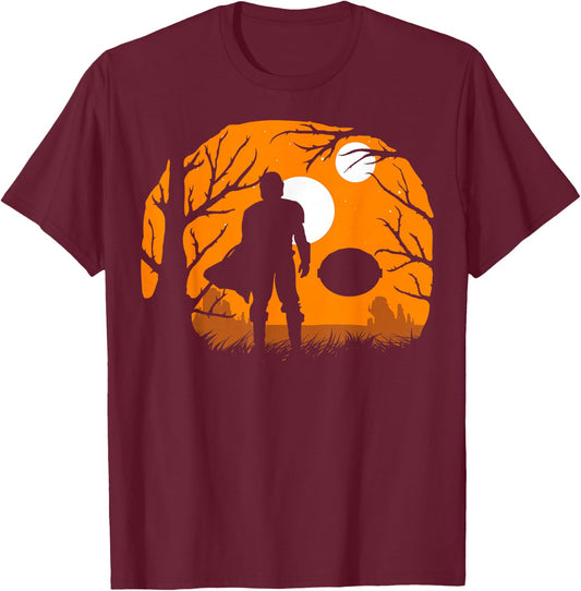 Star Wars The Mandalorian Halloween Moons Silhouette T-Shirt - T-Shirt | Maroon