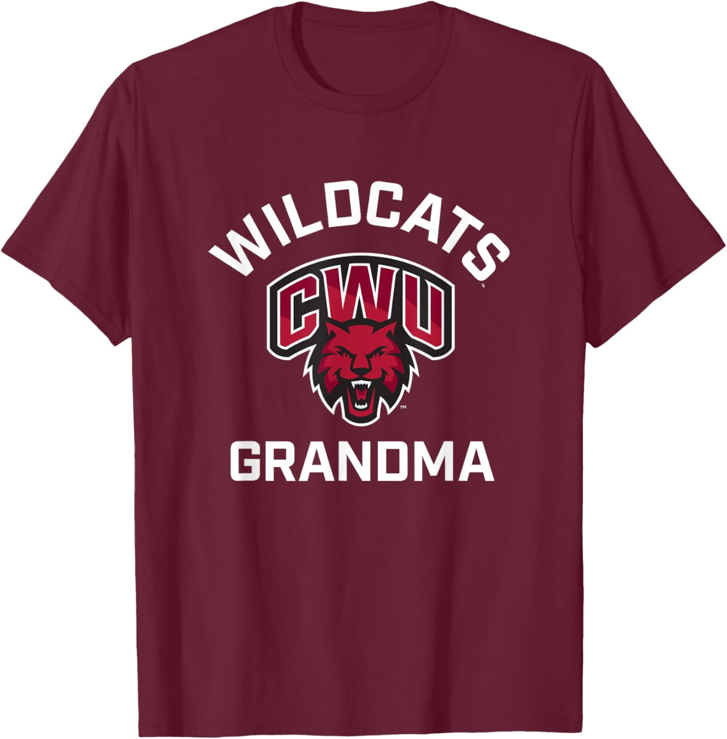 Central Washington University Wildcats Arched Grandma T-Shirt - T-Shirt | Maroon