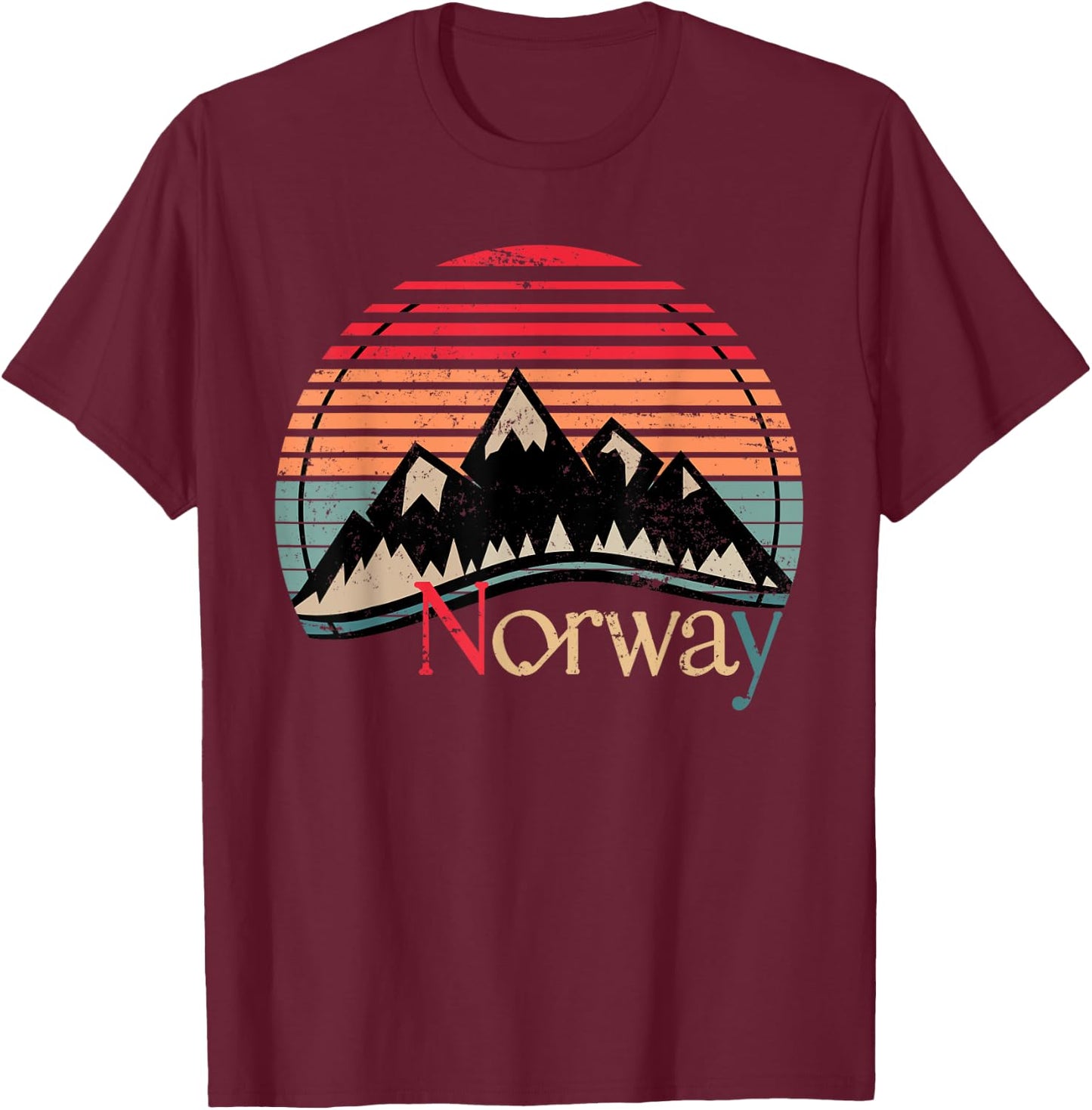 Norway Flag Norwegian Pride -Adults Black Short Sleeve T-Shirt - T-Shirt | Maroon