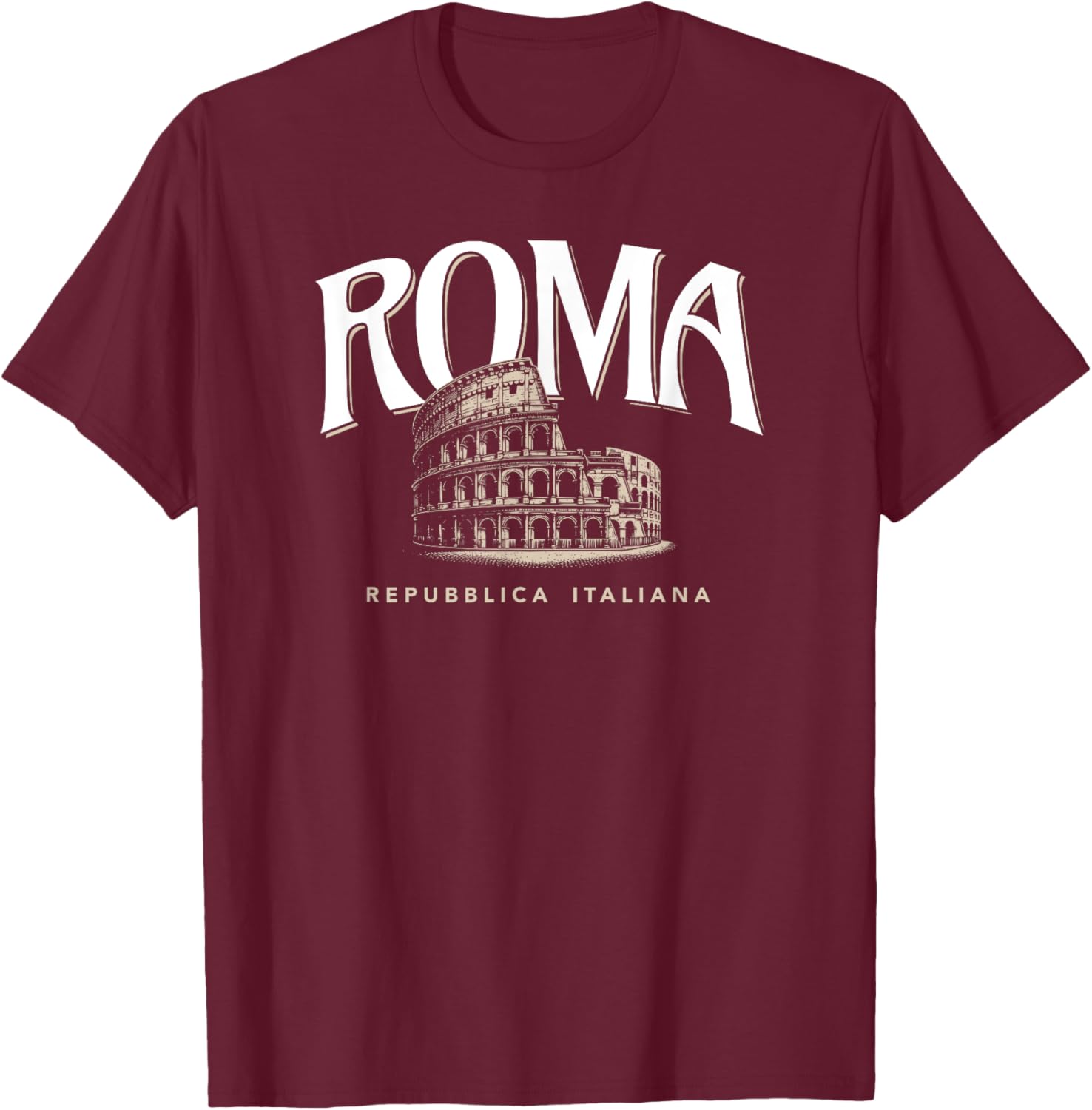 Roma Colosseum Repubblica Italiana T-Shirt - T-Shirt | Maroon