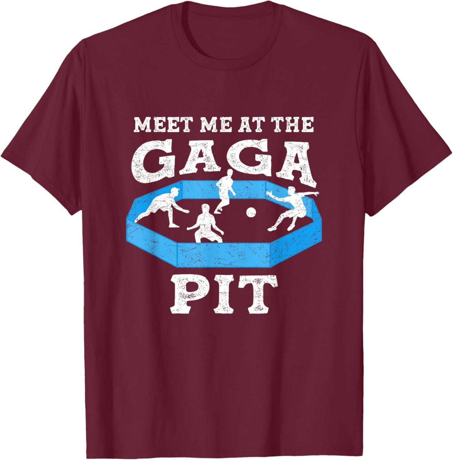 Meet Me At The Gaga Pit Dodgeball Costume Kids Gaga Ball T-Shirt - T-Shirt | Maroon