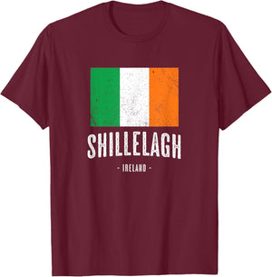 City of SHILLELAGH Ireland | Men Women Kids Irish Flag Merch T-Shirt - T-Shirt | Maroon