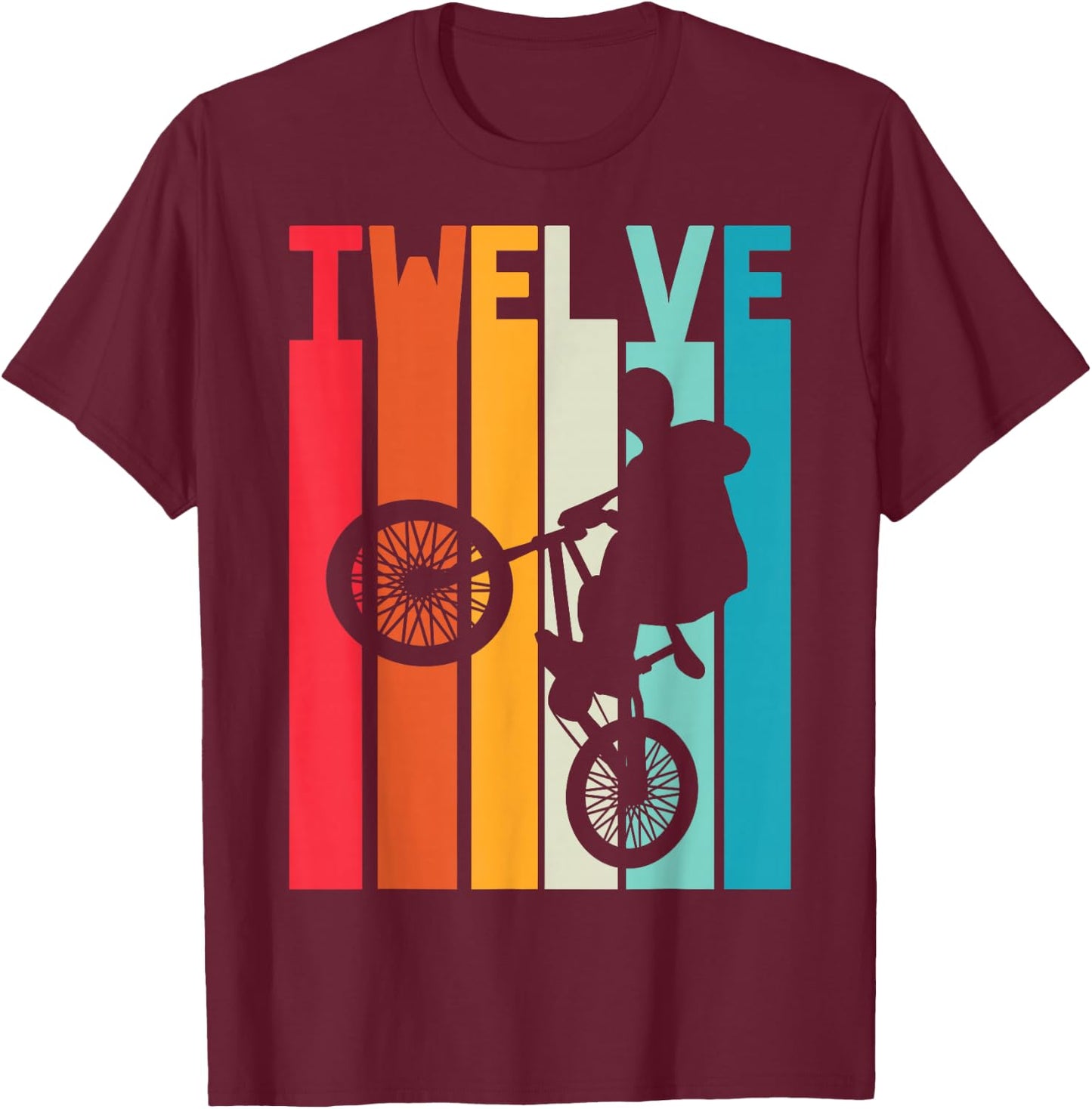 12 Year Old BMX Birthday Gift Party Boys Dirt Biking 12th T-Shirt - T-Shirt | Maroon