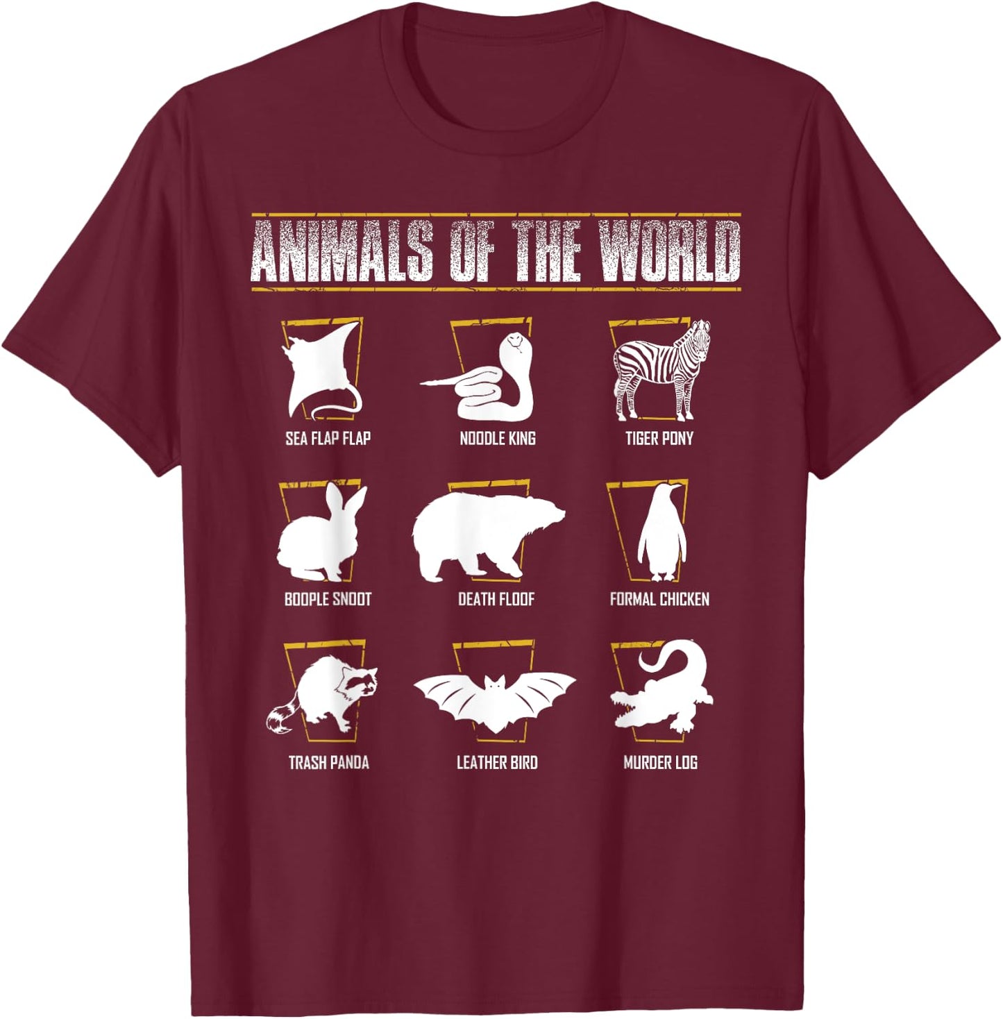 Animals of the World T-Shirt - T-Shirt | Maroon