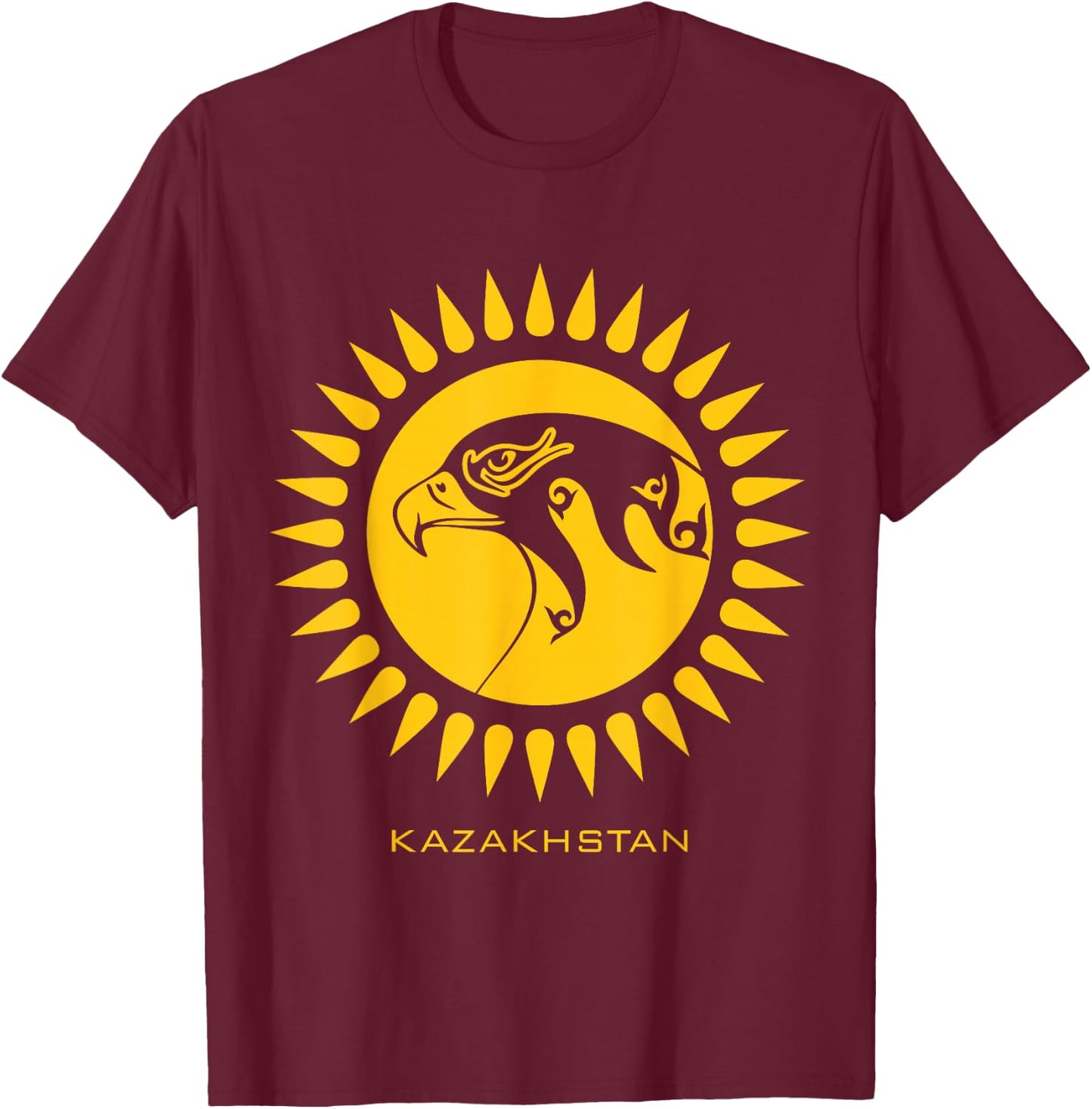 Republic of Kazakhstan Qazaqstan Kazakhian Flag T-Shirt - T-Shirt | Maroon