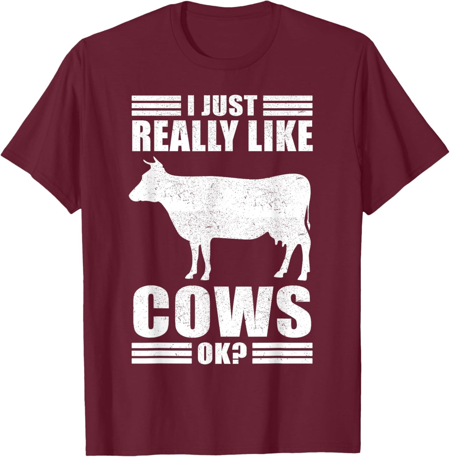 Funny Cow Design Women Boys Girls Farmer Cow Lover T-Shirt - T-Shirt | Maroon