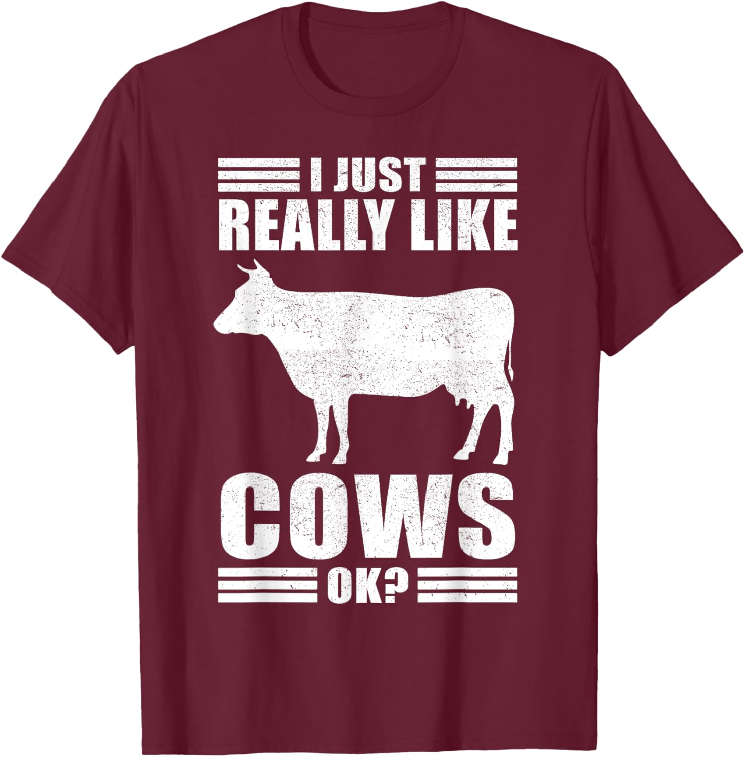 Funny Cow Design Women Boys Girls Farmer Cow Lover T-Shirt - T-Shirt | Maroon