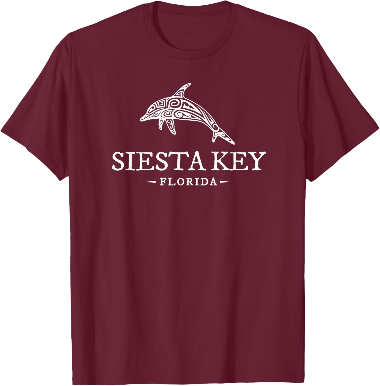 Siesta Key Florida Dolphin Vacation Souvenir T-Shirt - T-Shirt | Maroon