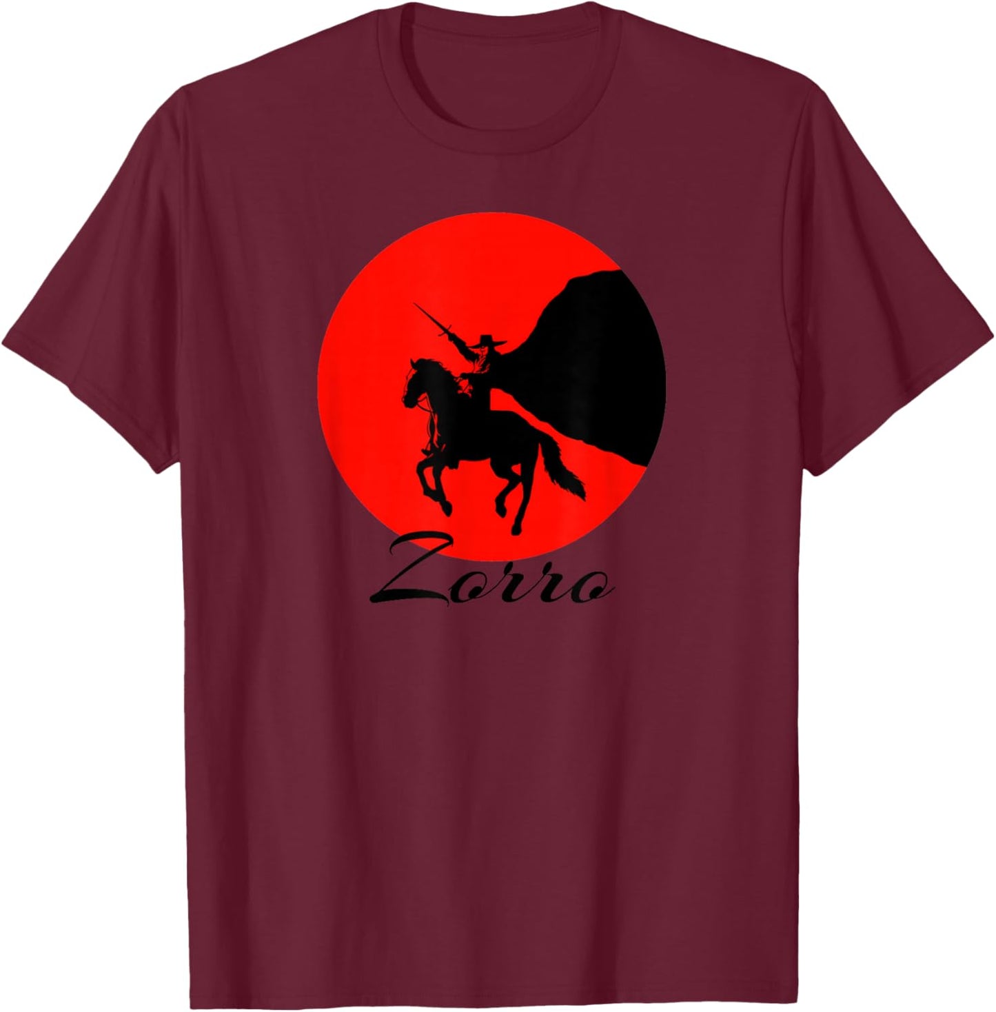 Public Domain Heroes Zorro - Women's -Adults Grey Classic Fit Short Sleeve - Small T-Shirt - T-Shirt | Maroon