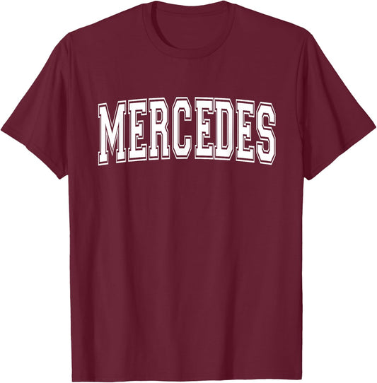 Mercedes TX Texas USA Vintage Sports Varsity Style T-Shirt - T-Shirt | Maroon