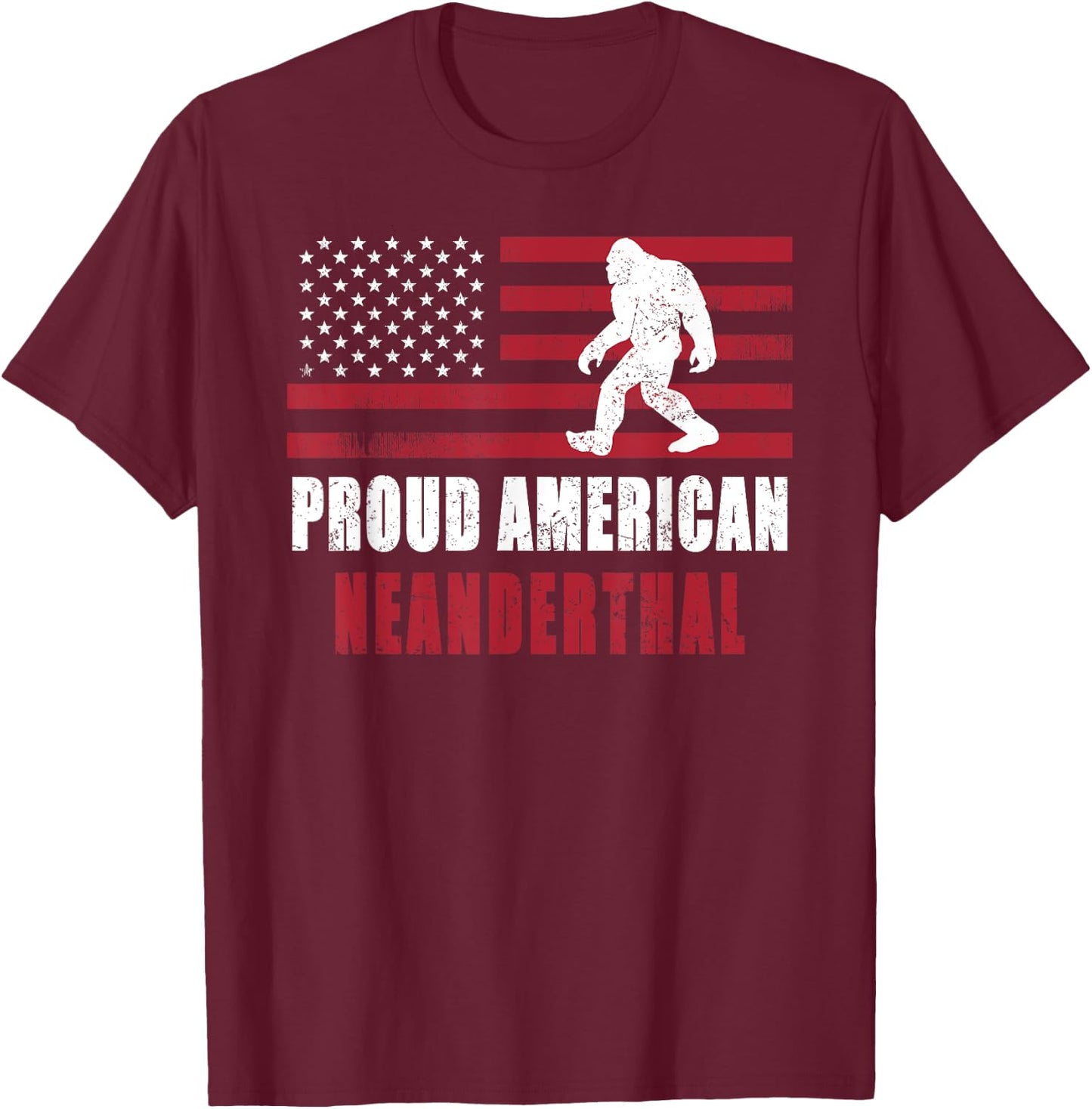 American Neanderthal vintage Flag for Proud Neanderthals T-Shirt - T-Shirt | Maroon