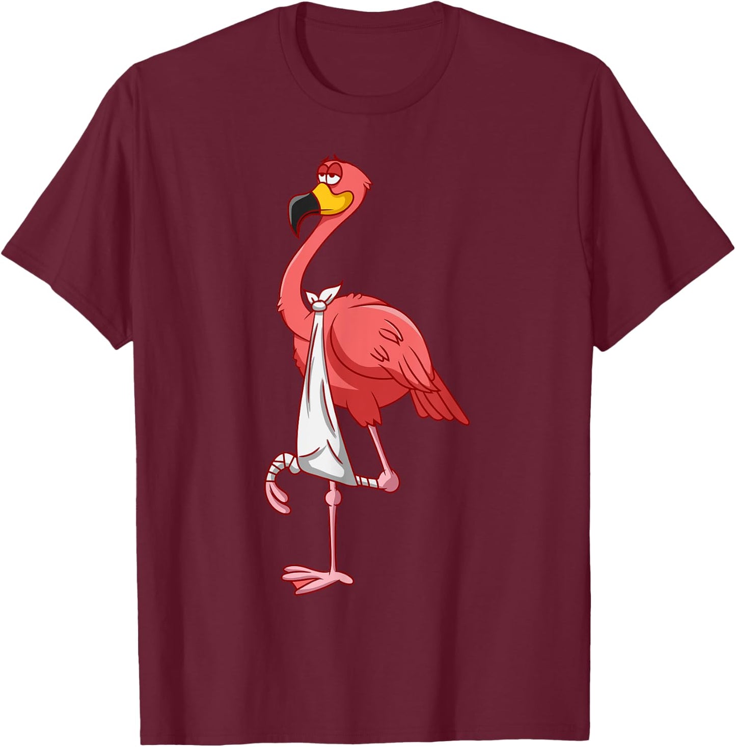 Cool Broken Leg Flamingo | Funny Fractured Shorebird Gift T-Shirt - T-Shirt | Maroon