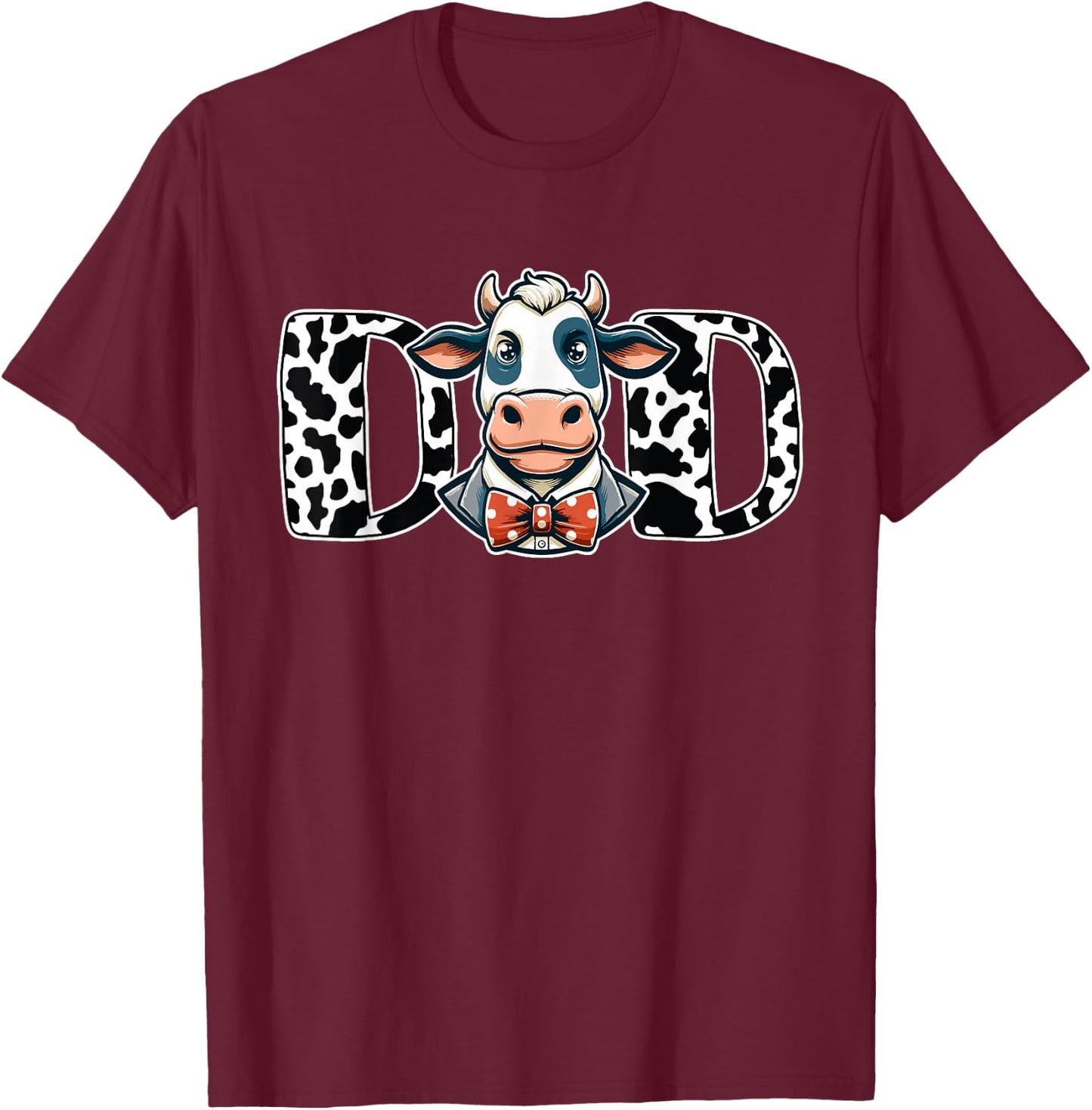 Dad Cow Print Dada Daddy Cow Pattern Father's Day T-Shirt - T-Shirt | Maroon