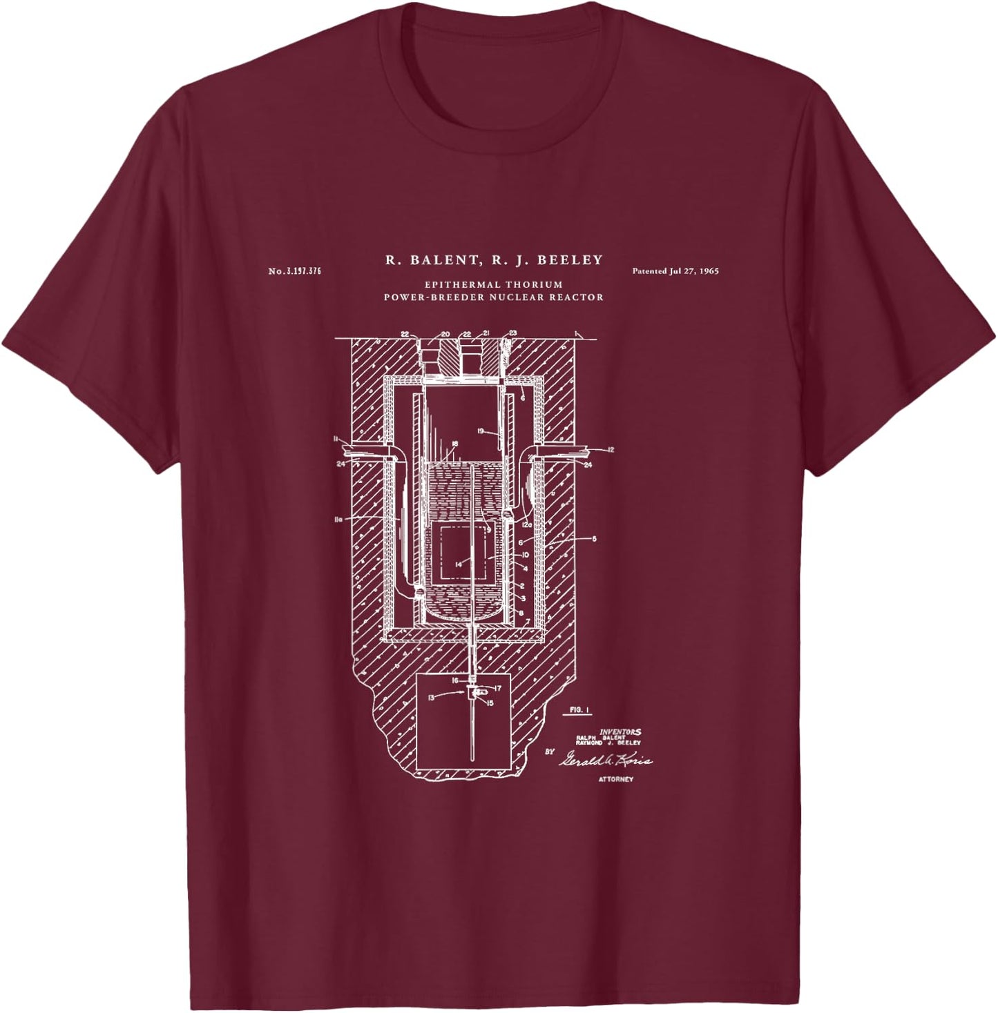 Nuclear Reactor Patent - physics T-Shirt - T-Shirt | Maroon