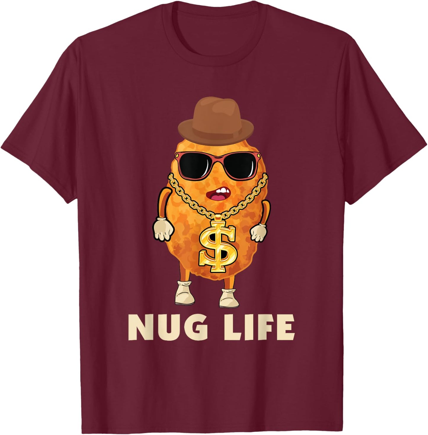 Funny Chicken Nugget Nug Life Tenders Gangster Costume T-Shirt - T-Shirt | Maroon