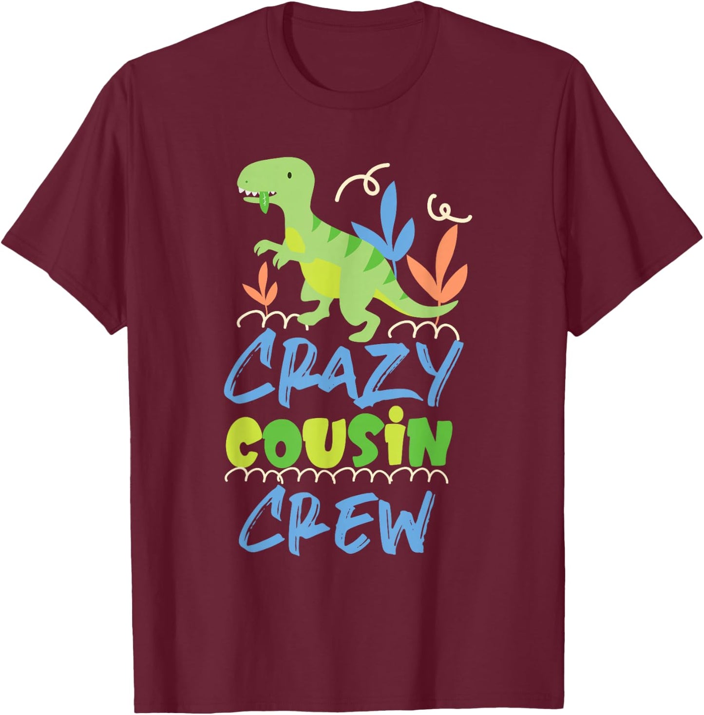 Crazy Cousin Crew Boys Dino Dinosaur T-Shirt - T-Shirt | Maroon