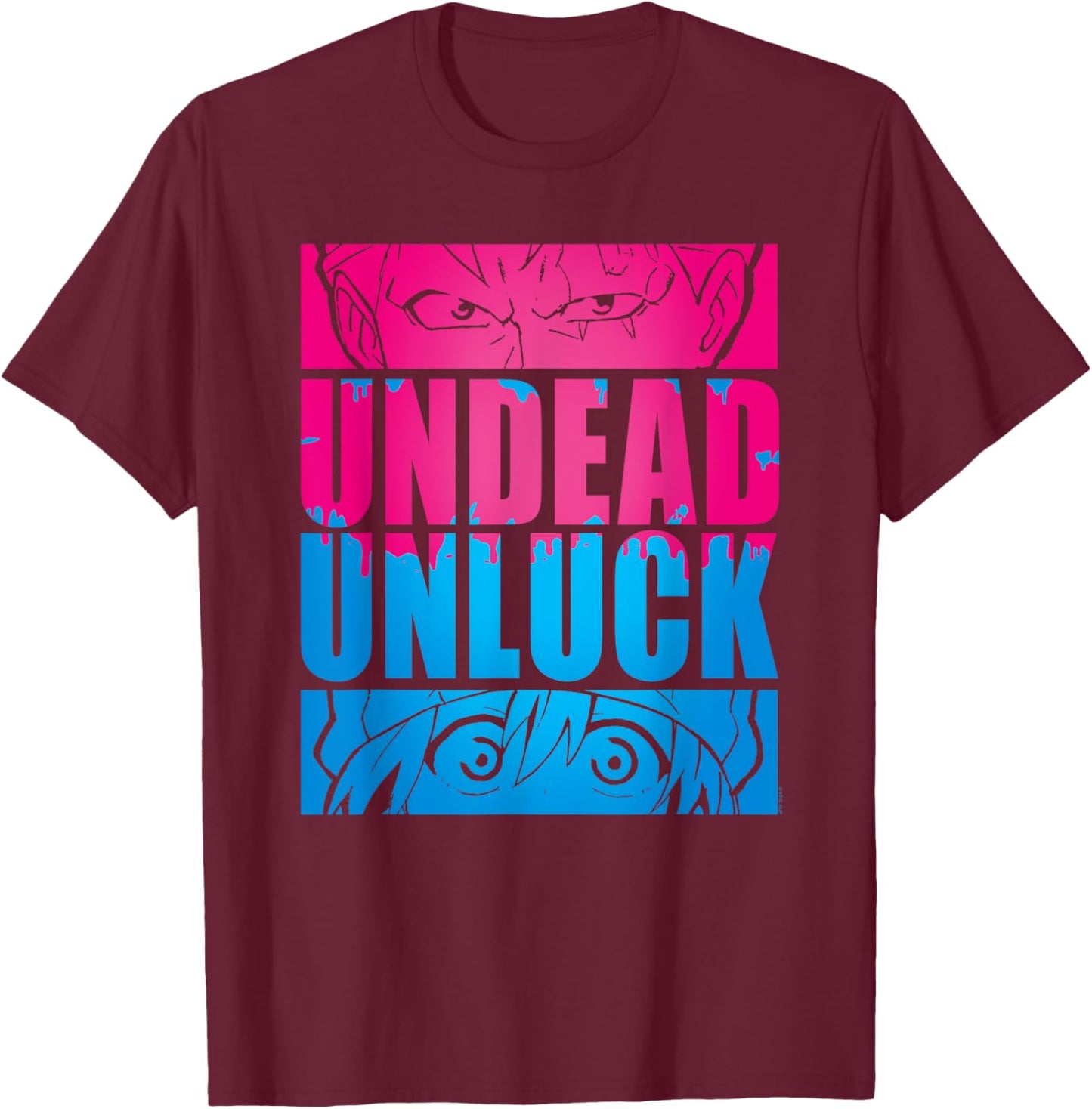 Undead Unluck Andy & Fuuko Eye Panels T-Shirt - T-Shirt | Maroon