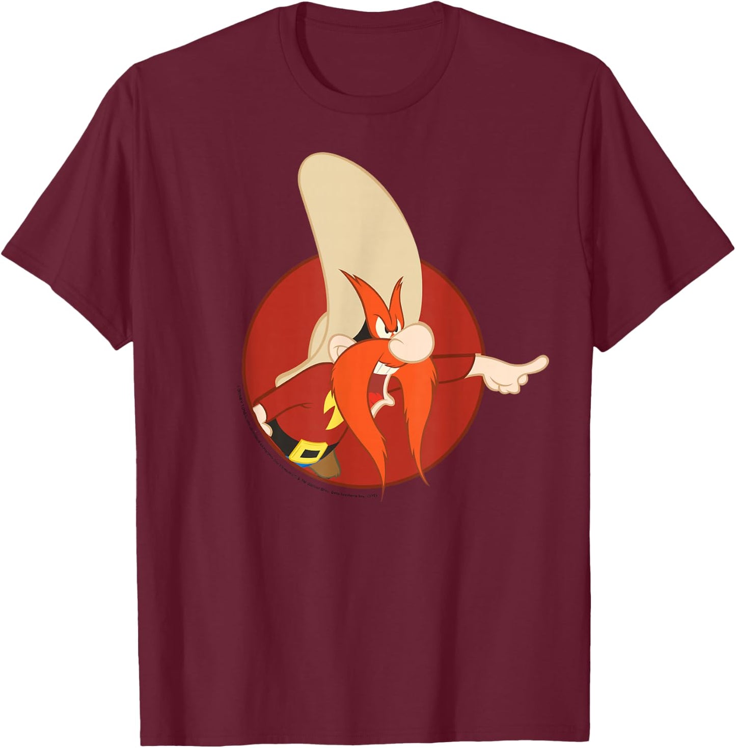 Looney Tunes Yosemite Sam Red Circle Portrait T-Shirt - T-Shirt | Maroon