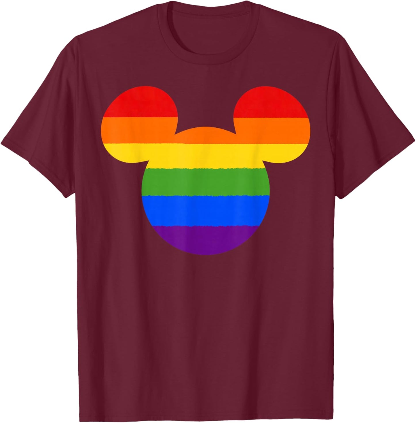 Disney Mickey and Friends Mickey Rainbow Fill Small T-Shirt - T-Shirt | Maroon