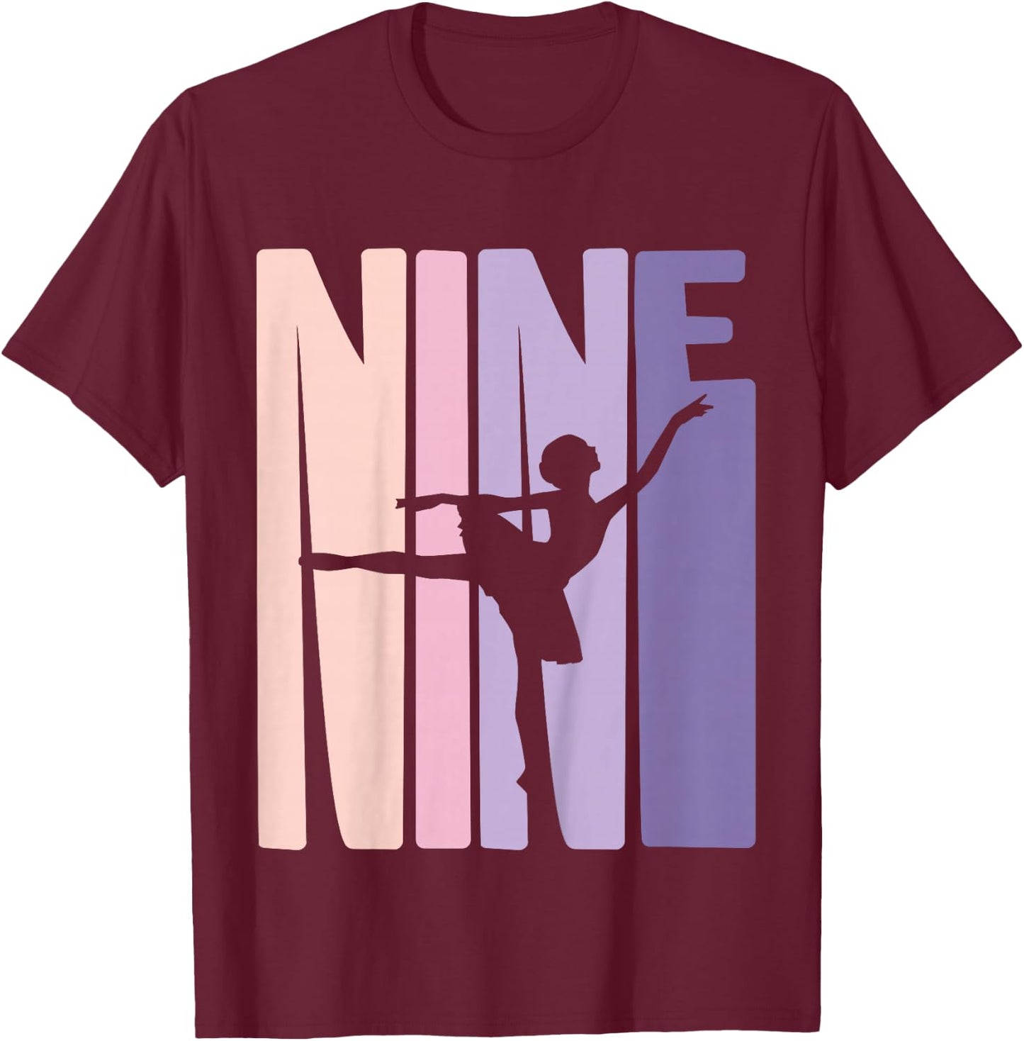 9th Birthday Gift Ballet Dancer 9 Years old Ballerina Girl T-Shirt - T-Shirt | Maroon