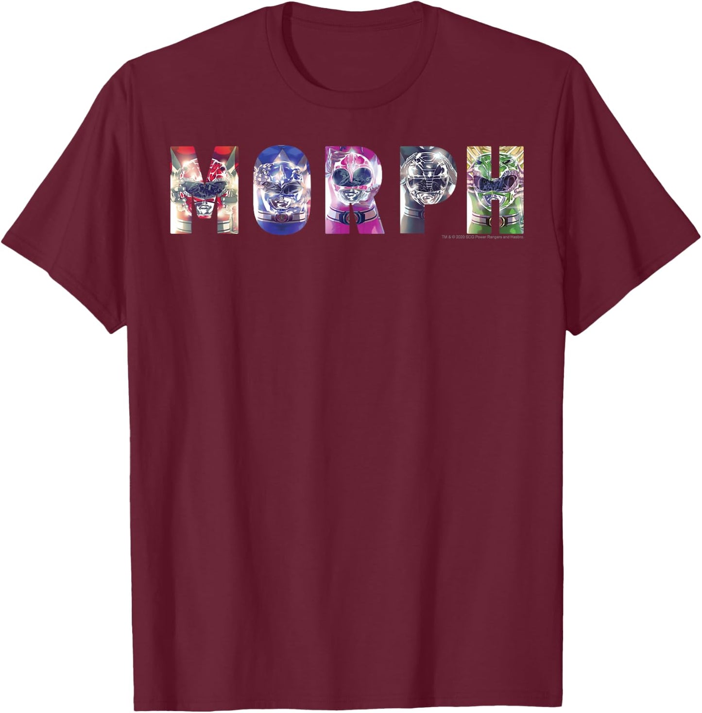Power Rangers Heroes And Villains Graphic Color Group Poster T-Shirt - T-Shirt | Maroon