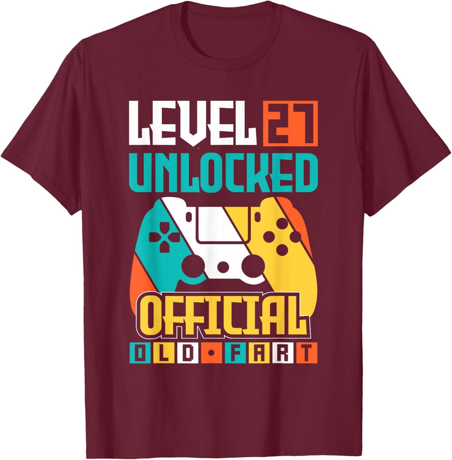 Unlocked Level 27 Birthday Boy Video Game Controller T-Shirt - T-Shirt | Maroon
