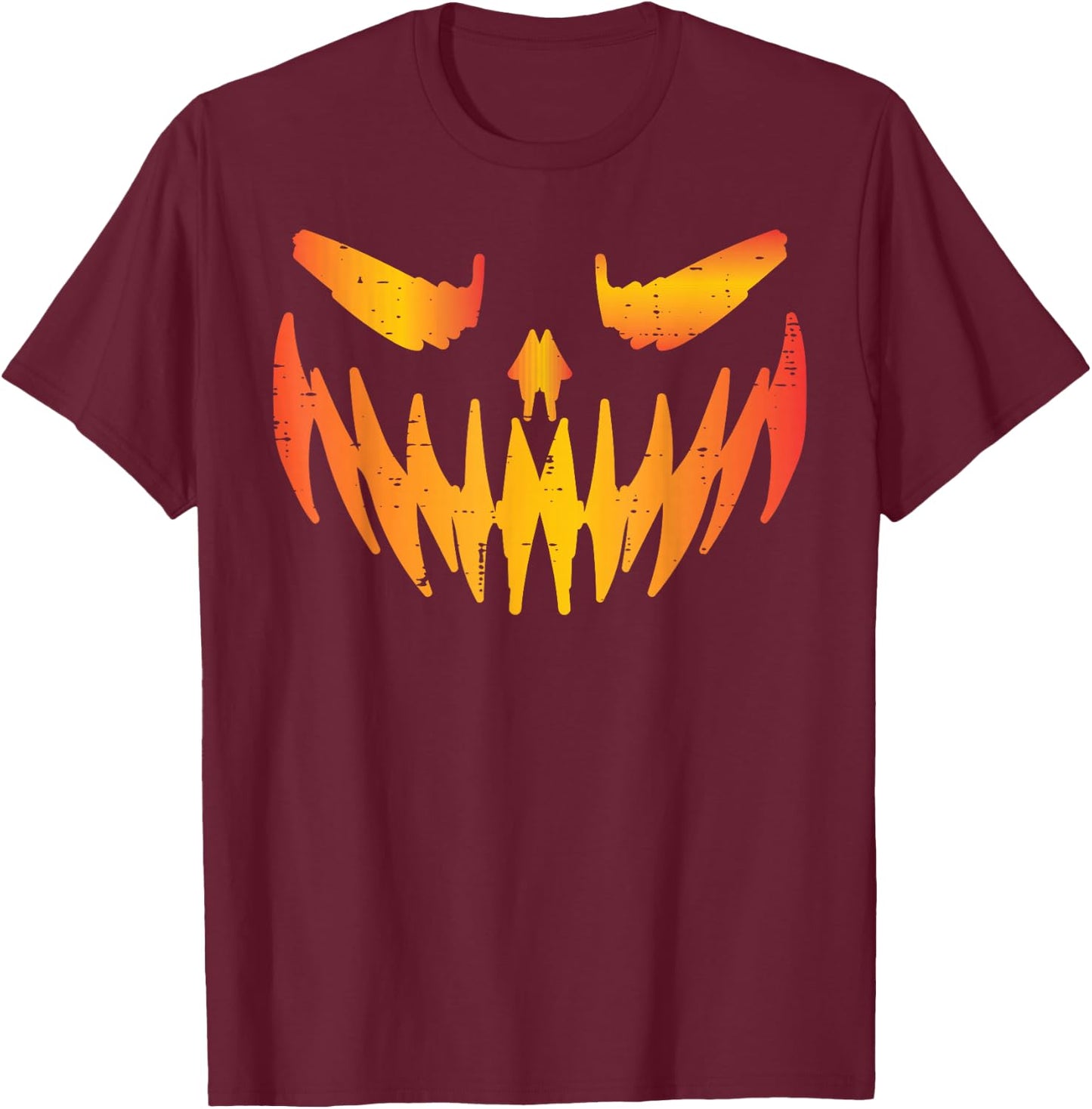 Halloween Jack O Lantern Pumpkin Face Costume Men Women Kids T-Shirt - T-Shirt | Maroon