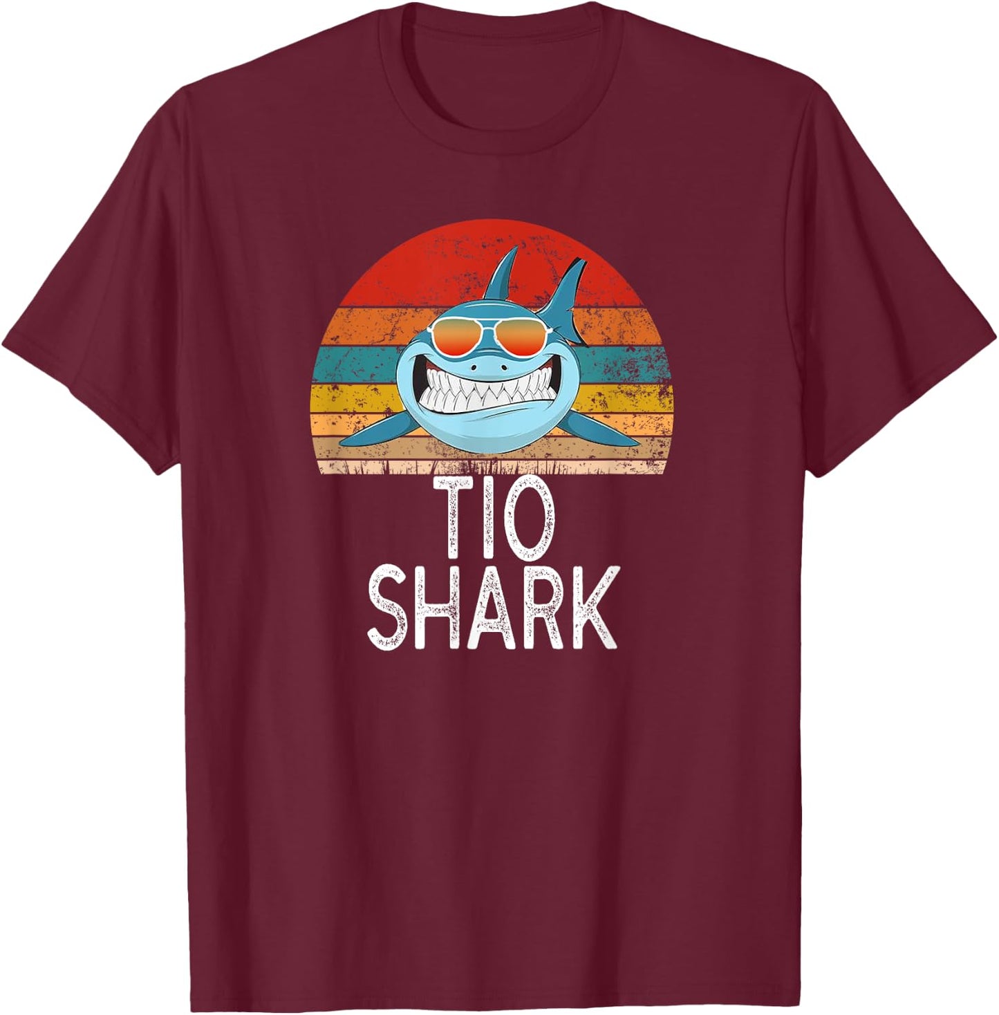 Tio Shark Funny Spanish Uncle Vintage T-Shirt - T-Shirt | Maroon
