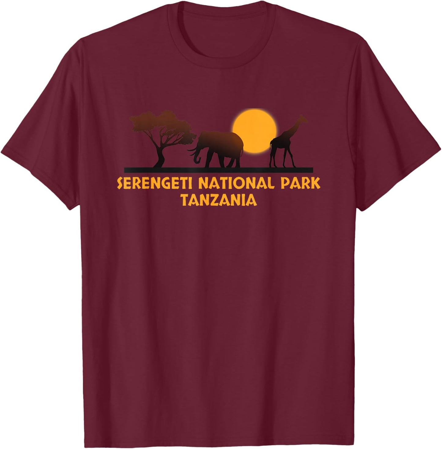 Serengeti National Park Tanzania , Grey, Small T-Shirt - T-Shirt | Maroon