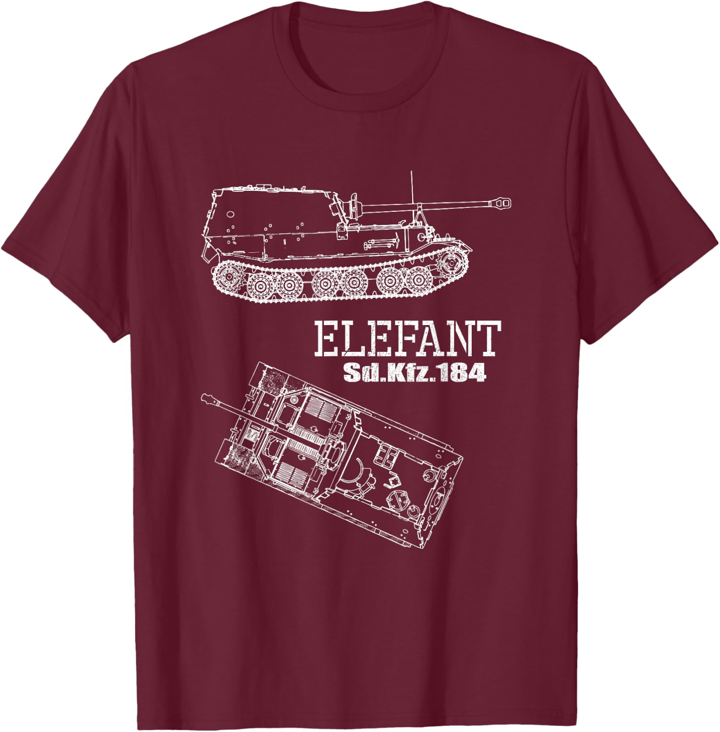 Elephant Ferdinand Panzerjäger Tiger German Wehrmacht WW 2 T-Shirt - T-Shirt | Maroon