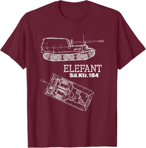 Elephant Ferdinand Panzerjäger Tiger German Wehrmacht WW 2 T-Shirt - T-Shirt | Maroon
