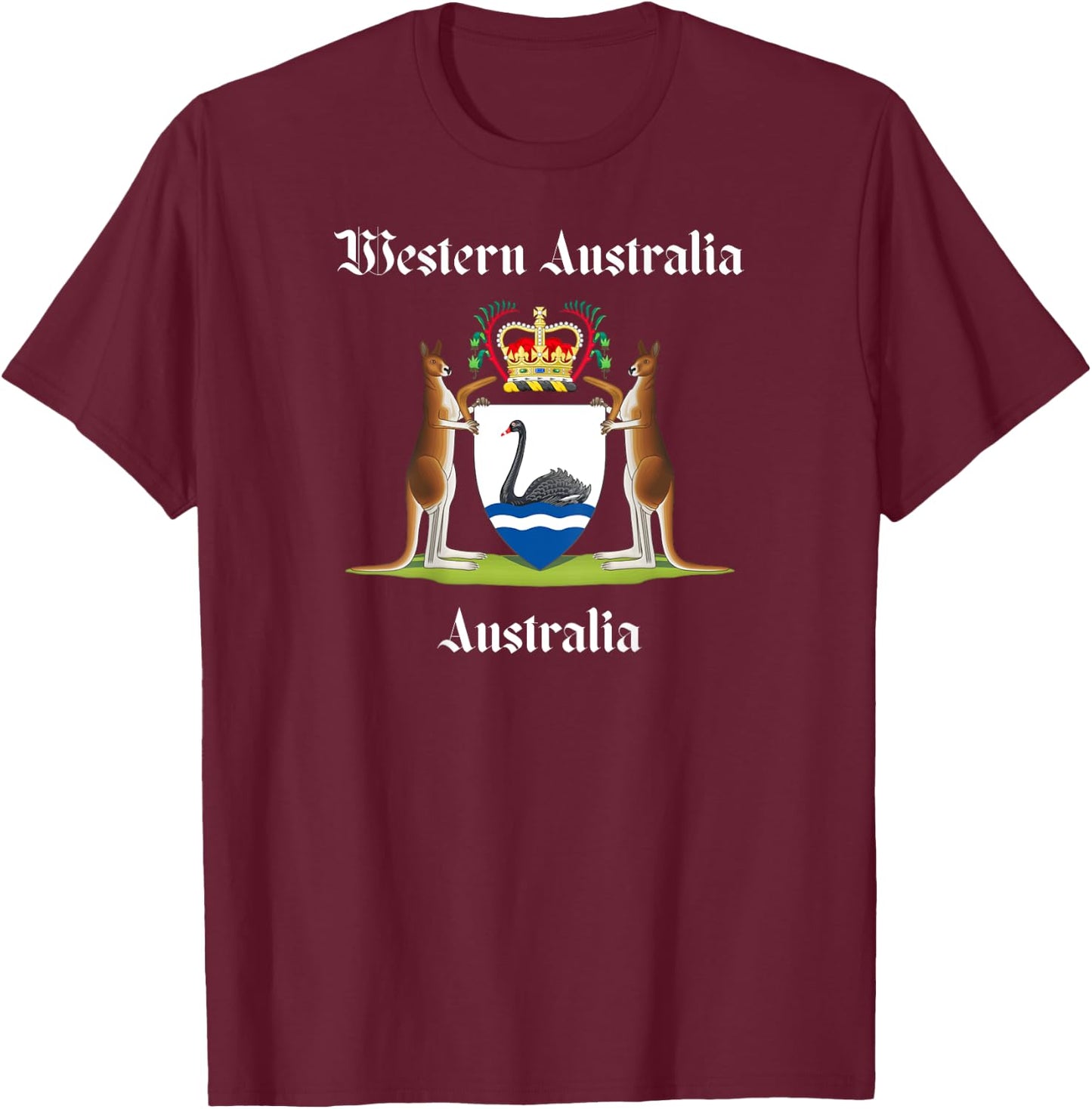 BACK PRINT - Coat of Arms - Western Australia T-Shirt - T-Shirt | Maroon