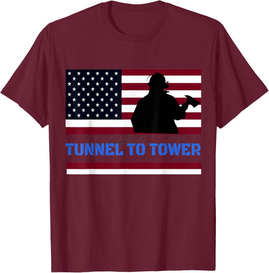 Rush Tunnel to Tower - Vintage Firefighter Gift T-Shirt - T-Shirt | Maroon