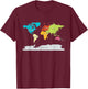 map of the world shirt names of all continents World Map T-Shirt - T-Shirt | Maroon