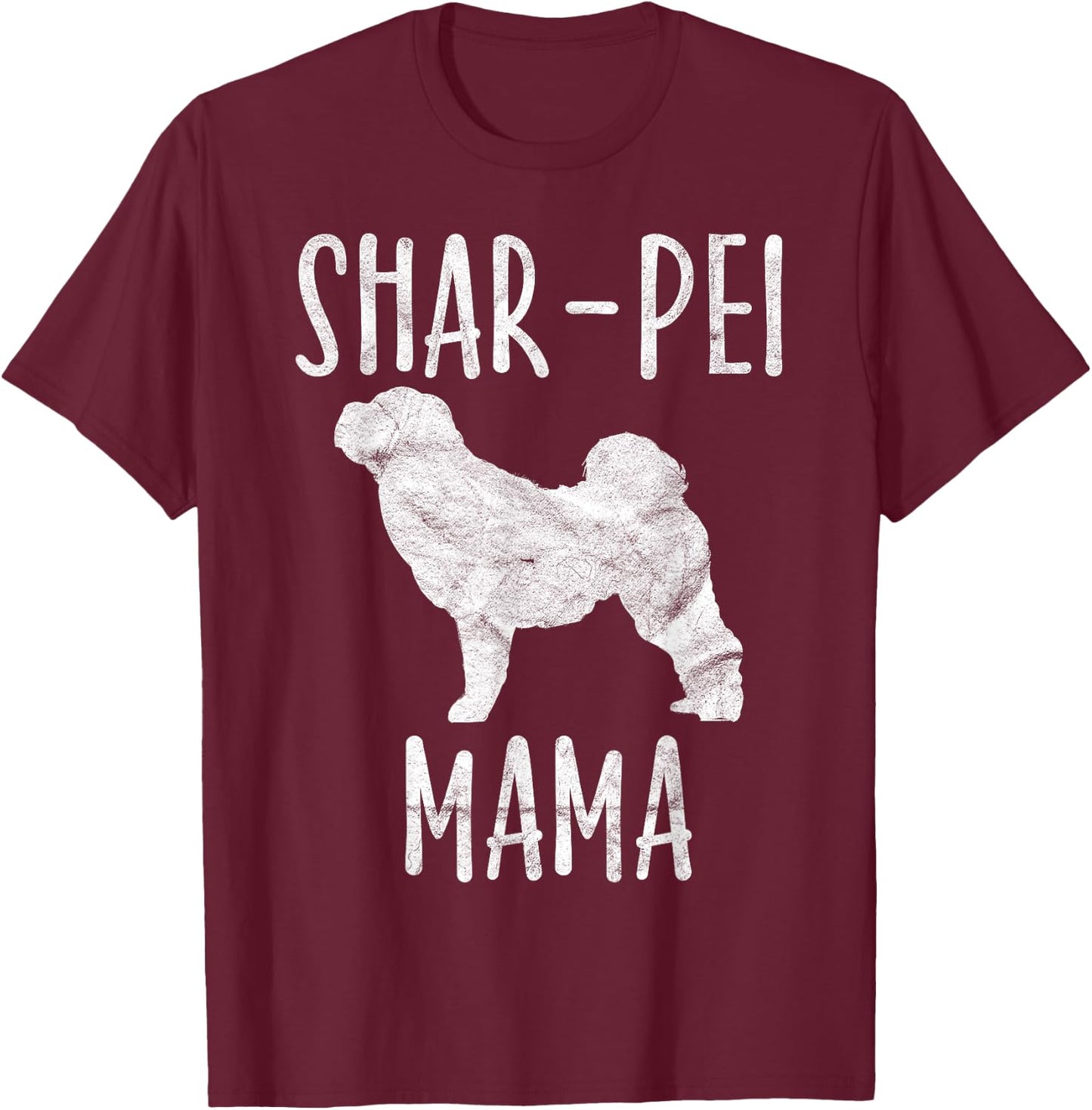 Vintage Shar-Pei Mama Gift Sharpei Mom Dog Owner Mother T-Shirt - T-Shirt | Maroon