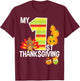 My 1st Thanksgiving Turkey Pumpkin Baby Boy Thanksgiving T-Shirt - T-Shirt | Maroon