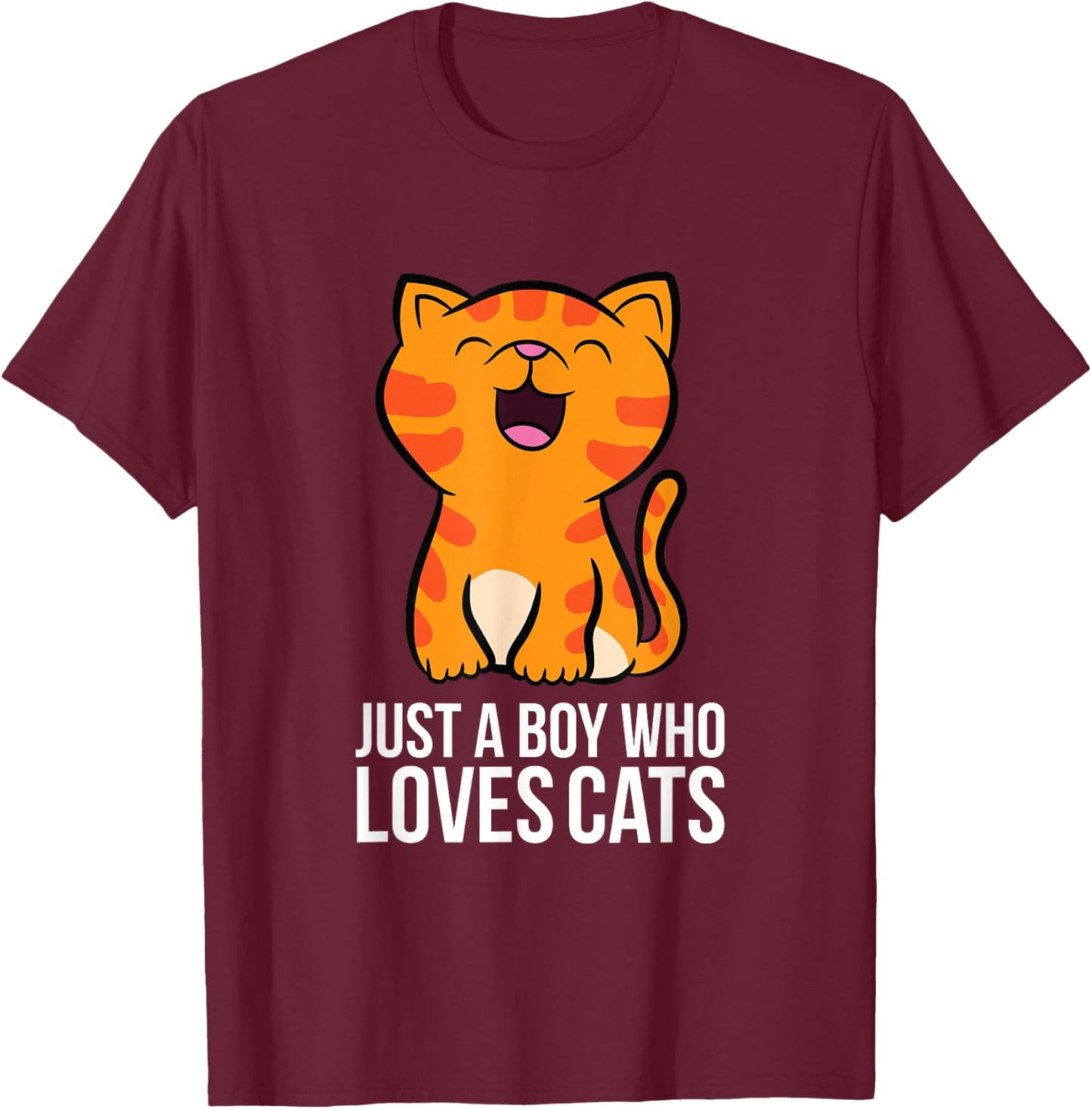 Just a Boy Who Loves Cats T-Shirt - T-Shirt | Maroon
