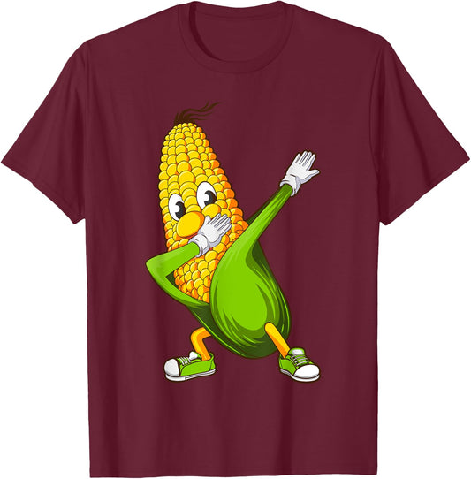 Funny Dabbing Corn Gift | Cute Dancing Farmers Men Women T-Shirt - T-Shirt | Maroon