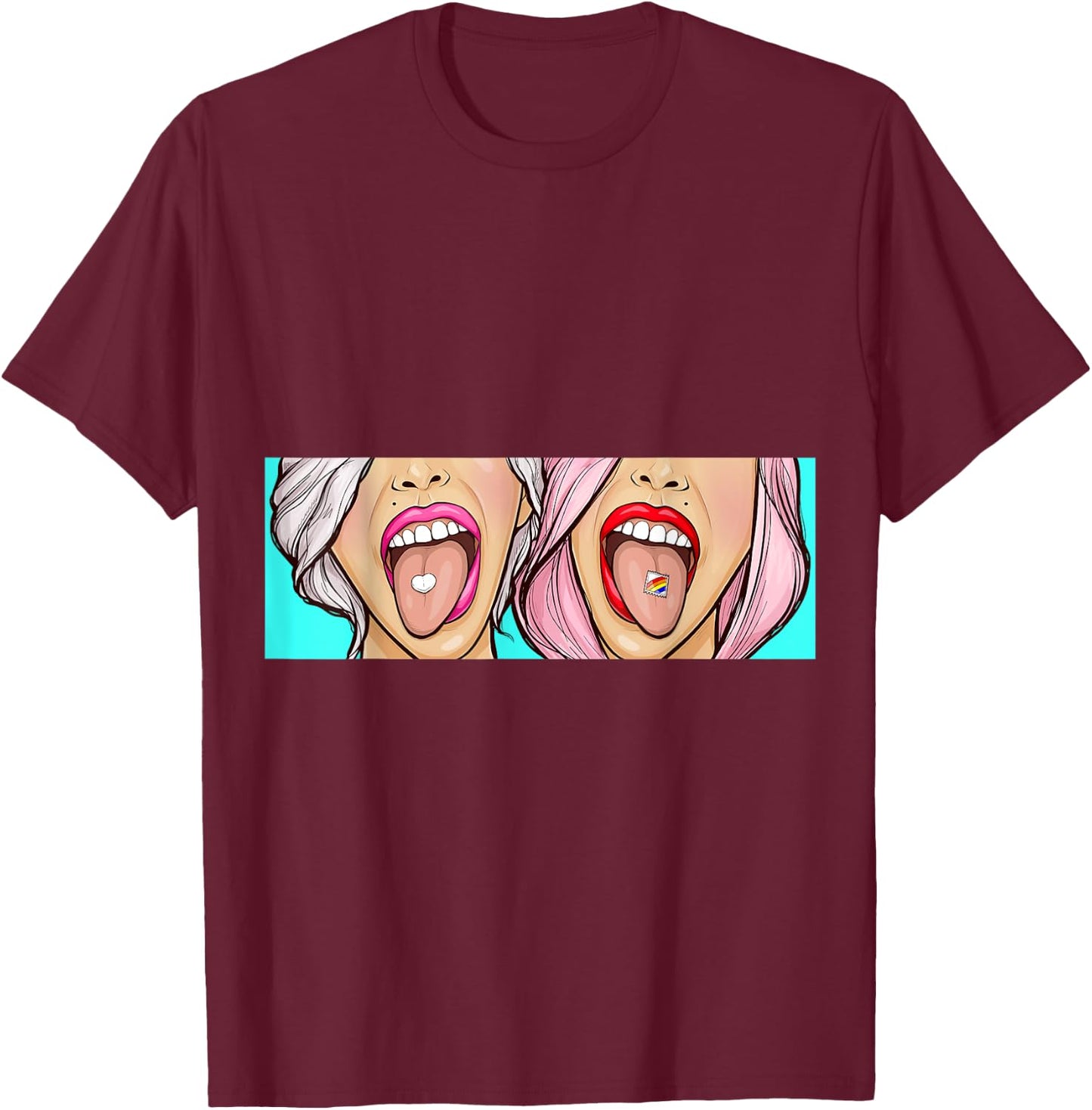 Trippy Girls Techno LSD Trip Rave MDMA Trance Festival DJ T-Shirt - T-Shirt | Maroon