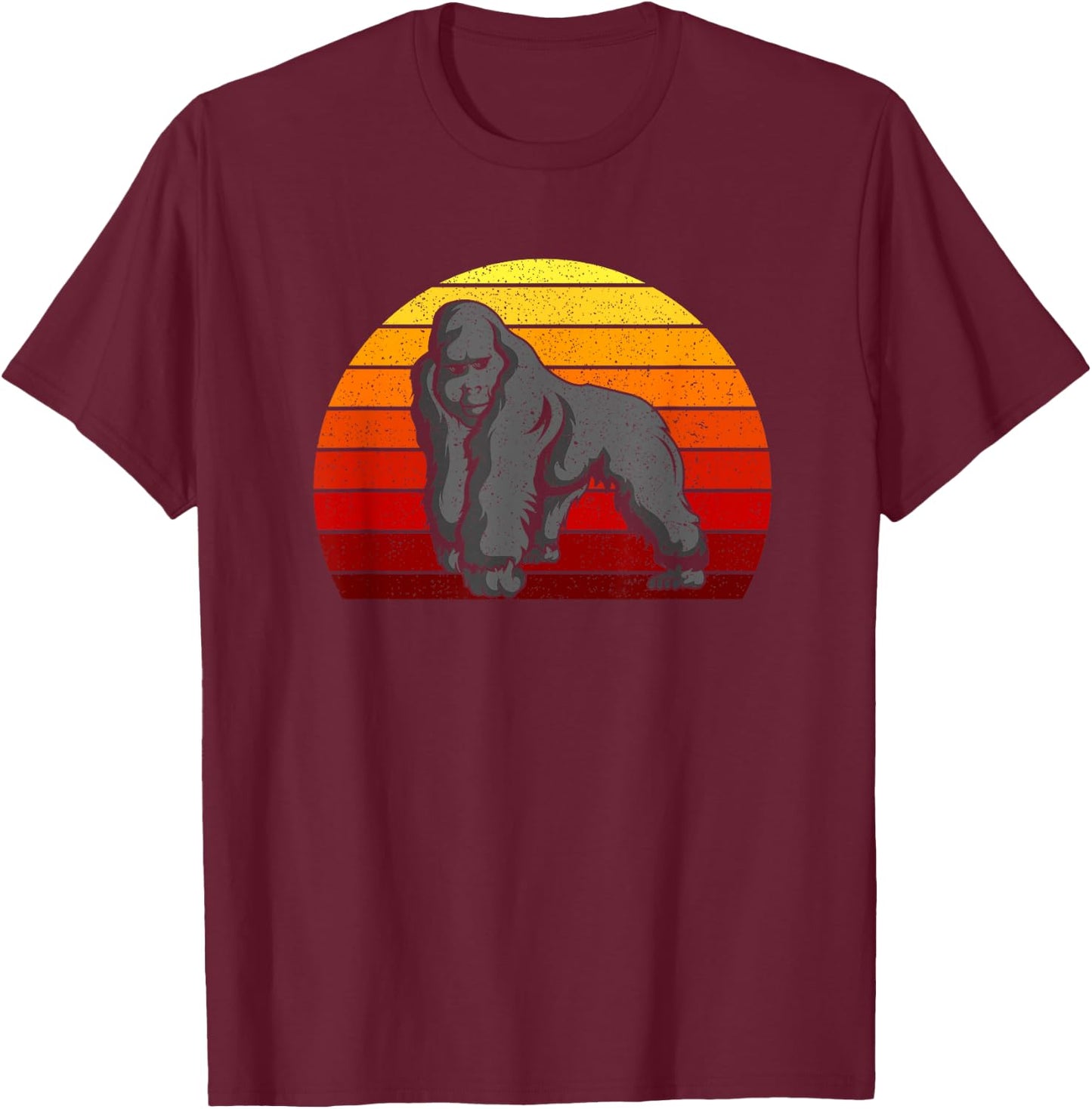 Retro 70s 80s Silverback Gorilla T-Shirt - T-Shirt | Maroon