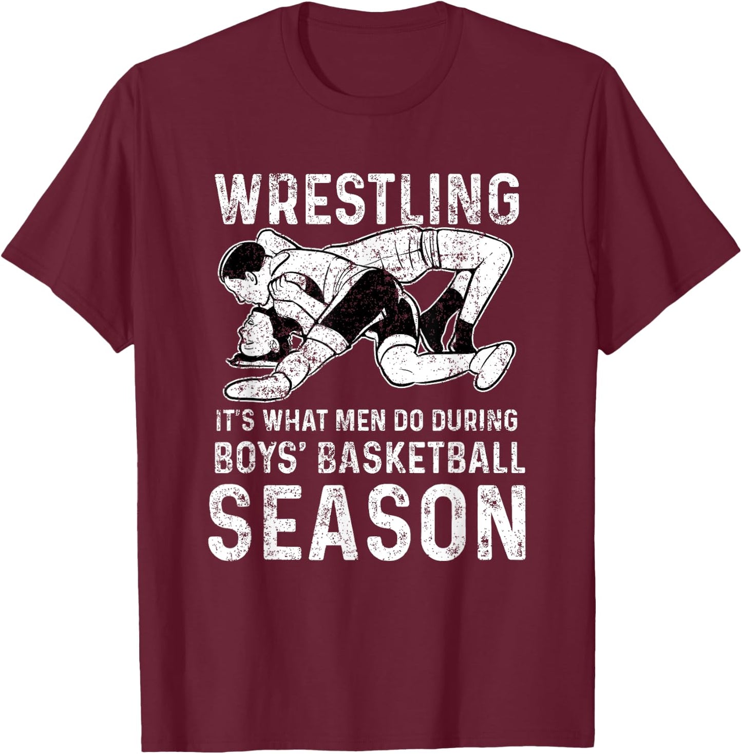 Wrestler Shop Men's Wrestling , Black, Small T-Shirt - T-Shirt | Maroon