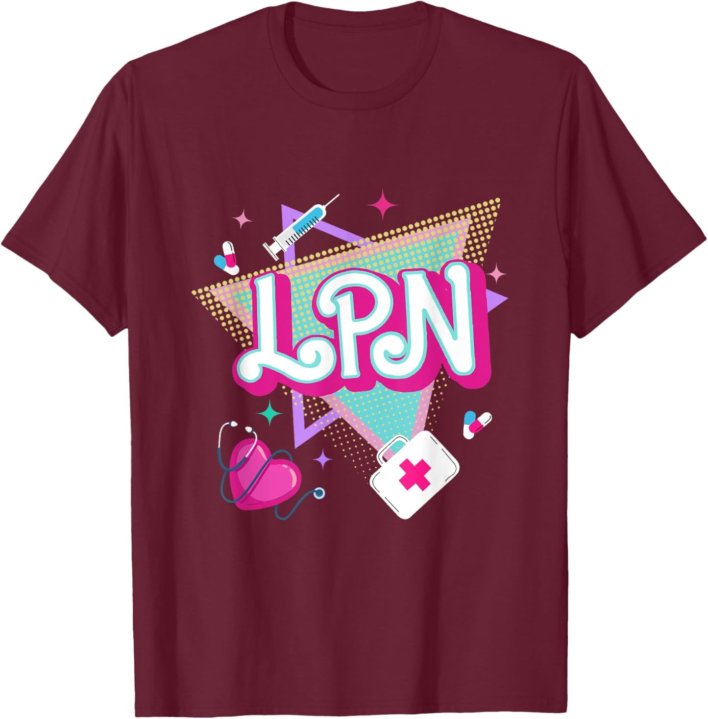 Retro vintage LPN Licensed Practical Nurse men women T-Shirt - T-Shirt | Maroon